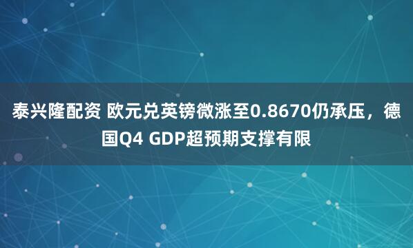 泰兴隆配资 欧元兑英镑微涨至0.8670仍承压，德国Q4 GDP超预期支撑有限